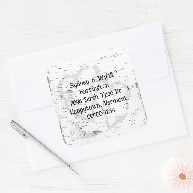 Adesivo Quadrado Selos de Envelope de Retorno de Latido de Birch (Envelope)