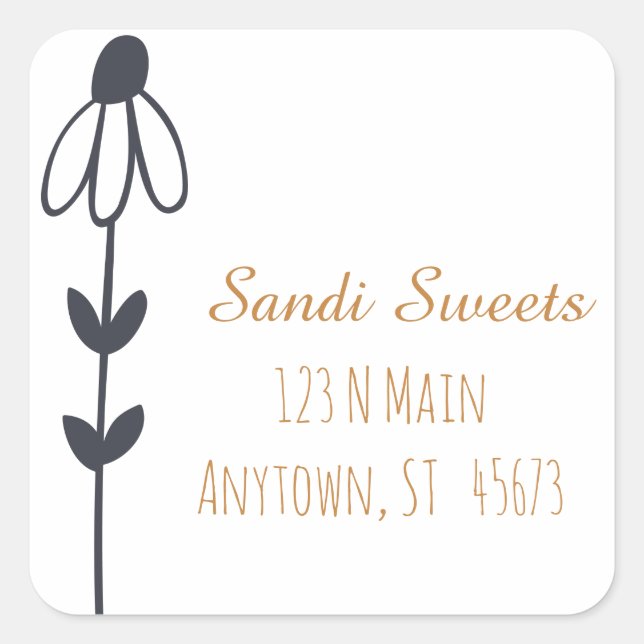 Adesivo Quadrado Selos De Envelope Floral Personalizados De Whimsic (Frente)