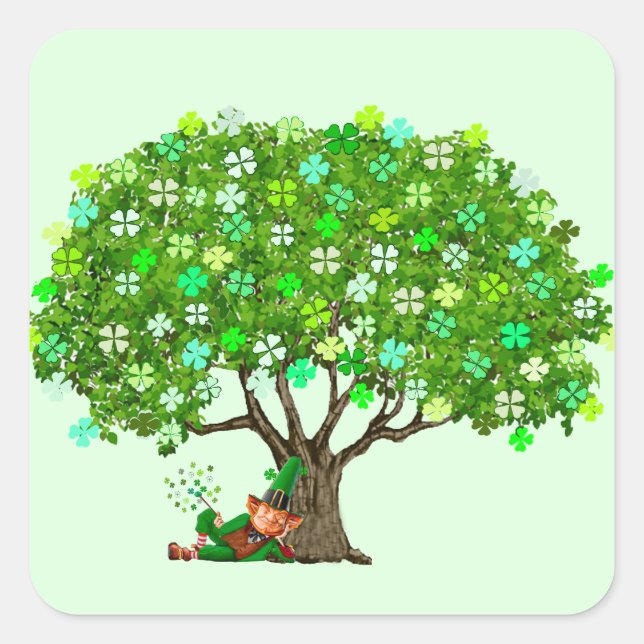 Adesivo Quadrado Selos De Envelope Leprechaun Sortudos (Frente)