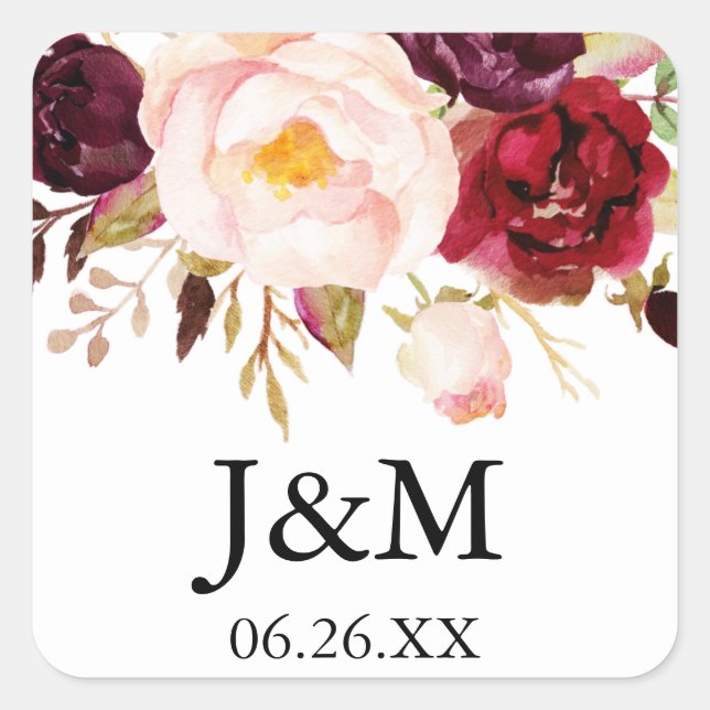 Adesivo Quadrado Selos De Envelope Marsala - Vinhetas Favoráveis (Frente)