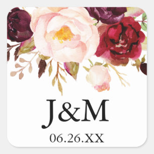 Adesivo Quadrado Selos De Envelope Marsala - Vinhetas Favoráveis