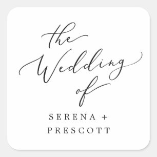 Adesivo Quadrado Selos de Envelope para Caligrafia Negra Delicada