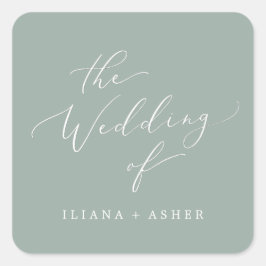 Adesivo Quadrado Selos De Envelope Verde Delicado Sage