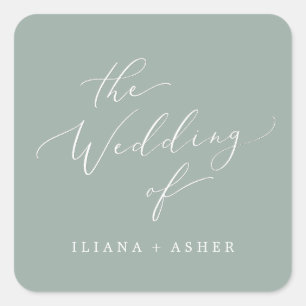 Adesivo Quadrado Selos De Envelope Verde Delicado Sage