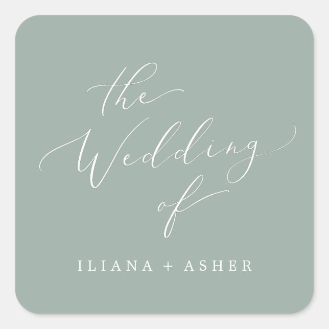 Adesivo Quadrado Selos De Envelope Verde Delicado Sage (Frente)