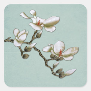 Adesivo Quadrado Selos de Envelopes Teal e White Magnolia