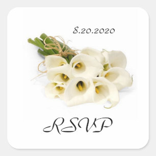 Adesivo Quadrado Selos do envelope do convite do casamento do líri