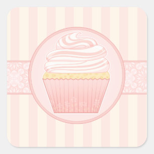 Adesivo Quadrado Selos elegantes cor-de-rosa doces do cupcake