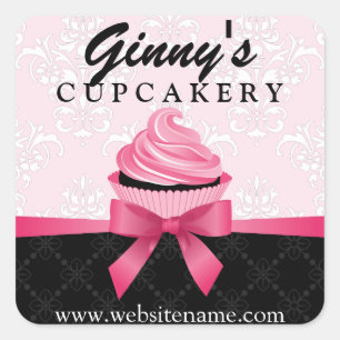 Adesivo Quadrado Selos elegantes da caixa da padaria do cupcake