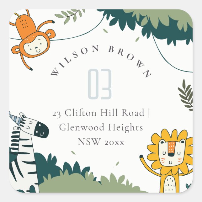 Adesivo Quadrado Selva Selvagem Selvagem Selvagem Selvagem Selvagem (Frente)