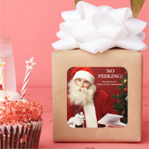 Adesivo Quadrado Sem Pavões para Presente no Papai Noel