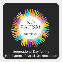 Adesivo Quadrado Sem racismo gráfico com mãos coloridas