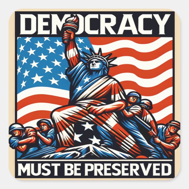 Adesivo Quadrado Sem Reis Salvar Democracia (Frente)