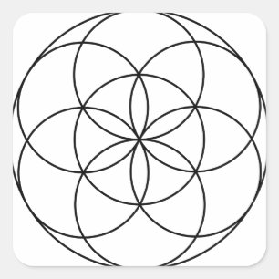Adesivo Quadrado Semente da Vida Geometria Sagrada preto e branco