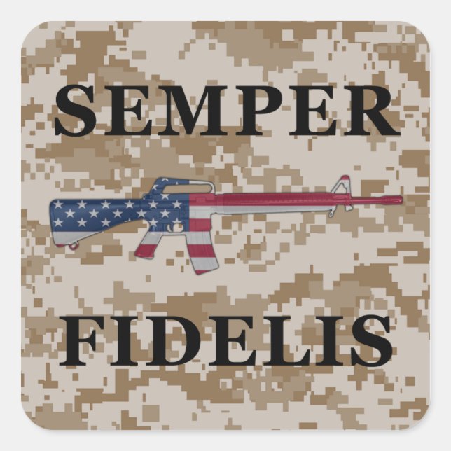Adesivo Quadrado Semper Fidelis M16 Sticker Tan (Frente)
