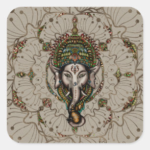 Adesivo Quadrado Senhor Ganesha - cor em canvas