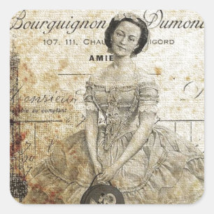 Adesivo Quadrado Senhora do francês do vintage