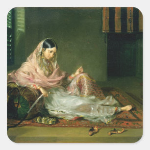 Adesivo Quadrado Senhora muçulmana Reclining, 1789 (óleo em canva