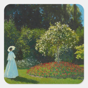 Adesivo Quadrado Senhora no jardim (1867) Claude Monet belas artes