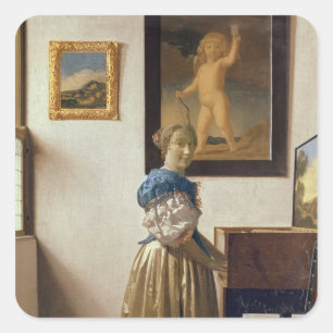 Adesivo Quadrado Senhora que está no Virginal, c.1672-73