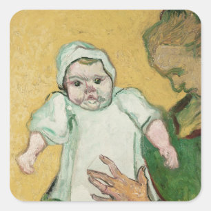 Adesivo Quadrado Senhora Roulin e seu bebê de Vincent van Gogh  