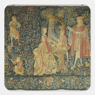 Adesivo Quadrado Senhora tocando o órgão portativo de