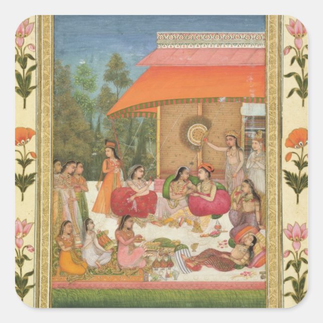 Adesivo Quadrado Senhoras a banquetear, do Pequeno Álbum de Clive (Frente)