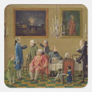 Adesivo Quadrado Senhores britânicos na casa de Sir Horace Mann em