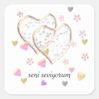 Adesivo Quadrado seni seviyorum, personalizado