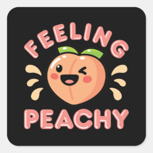 Adesivo Quadrado Sensação de pêssego Ensina Fruta de Verão