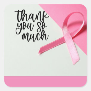 Adesivo Quadrado Sensibilização para o cancer da Fita Rosa