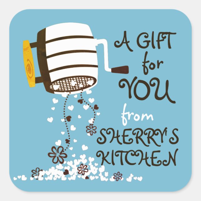 Adesivo Quadrado Separador de farinha de cor personalizado da cozin (Frente)