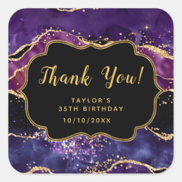 Adesivo Quadrado Sequências Douradas Roxas Escuras Agitam Aniversár