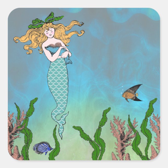 Adesivo Quadrado Sereia e selo (Frente)
