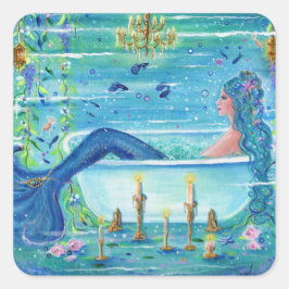 Adesivo Quadrado Sereia em uma arte de banheira por Renee Lavoie