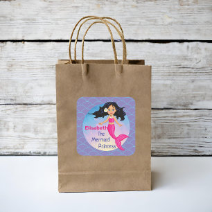 Adesivo Quadrado Sereia Mágica Sob O Aniversário Do Mar