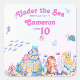 Adesivo Quadrado Sereia Whimsical Elegant Sweet Sob O Mar Sereia