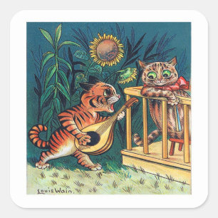 Adesivo Quadrado Serenade do gatinho por Louis Wain