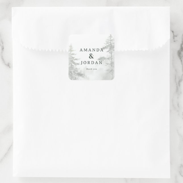 Adesivo Quadrado Serenas Árvores de Aquarela Verde (Bolsa)
