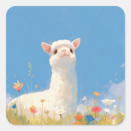 Adesivo Quadrado Serendipidade da Primavera das Alpacas