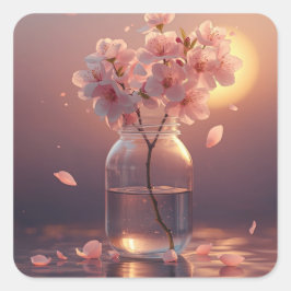 Adesivo Quadrado Serenidade de Flor de Cerejeira – Ramo de Sakura E