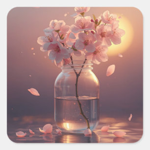 Adesivo Quadrado Serenidade de Flor de Cerejeira – Ramo de Sakura E
