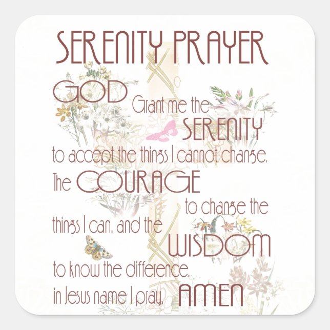 Adesivo Quadrado Serenity Prayer (Frente)