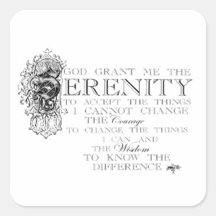 Adesivo Quadrado Serenity Prayer
