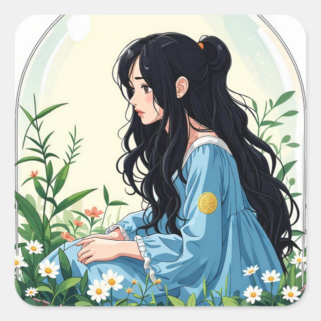 Adesivo Quadrado Série Bullet Journing4 - Terrarium Girl 4 (Frente)