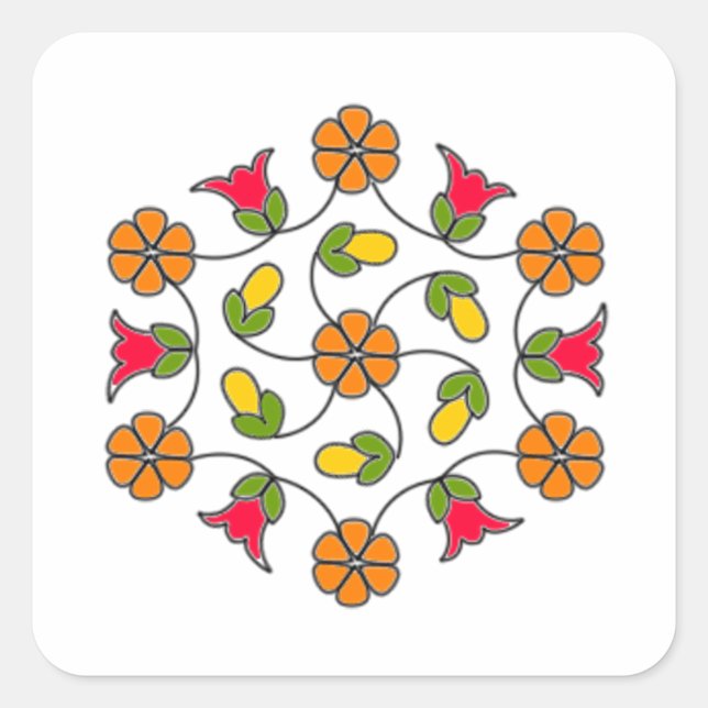 Adesivo Quadrado Série Stickers-Flor Quadrada#63 (Frente)