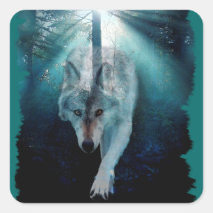 Adesivo Quadrado Série WOLF & FOREST da cinza