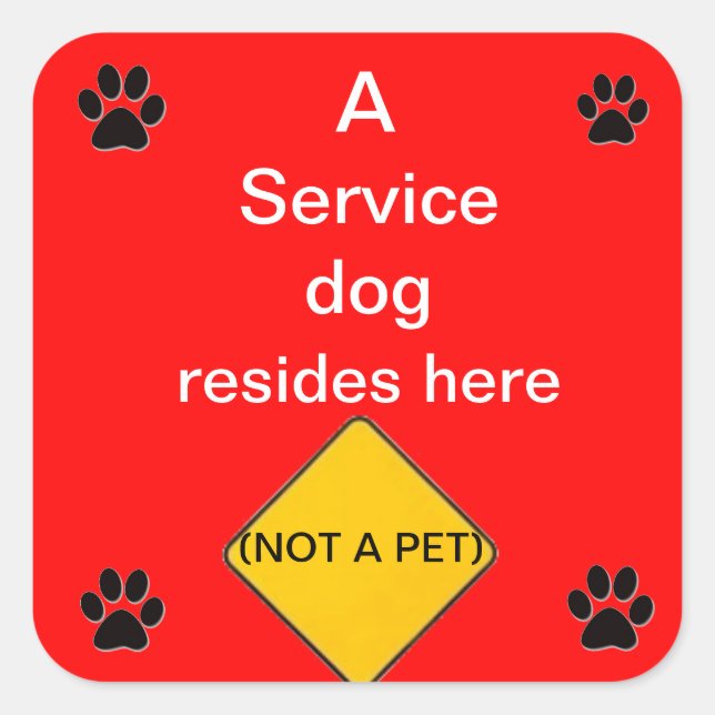 Adesivo Quadrado Service Dog Lives Here Sticker (Frente)