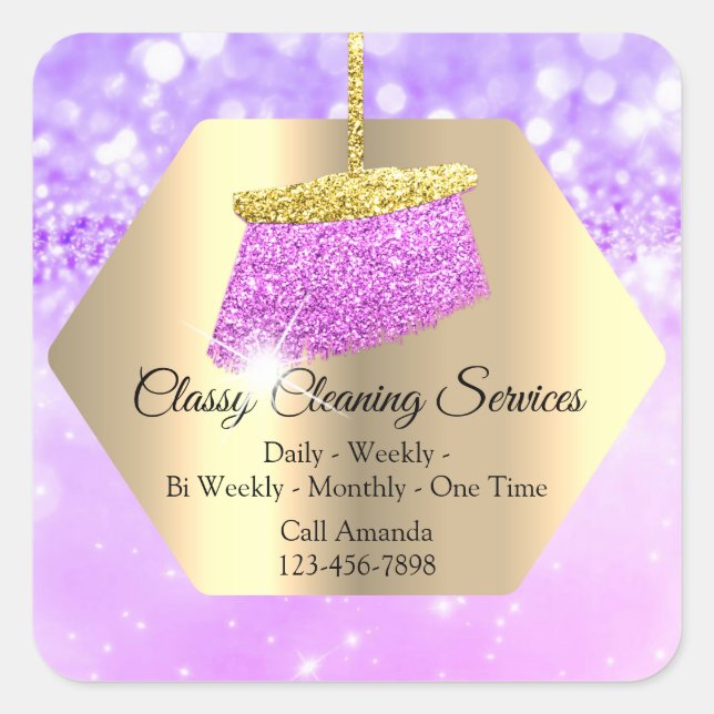 Adesivo Quadrado Serviços De Limpeza Clássica Maid Housekeeper Lux (Frente)