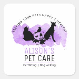 Adesivo Quadrado Serviços de Pet Care / Sitting / Caminho de Dod